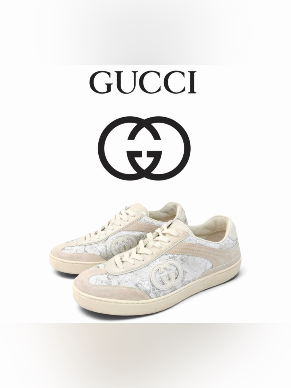 Gucci Women's Ivory Logo Low-Top Sneakers